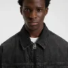 HUGO x RB lasered-pattern jacket in black denim HUGO x RB lasered-pattern jacket in black denim