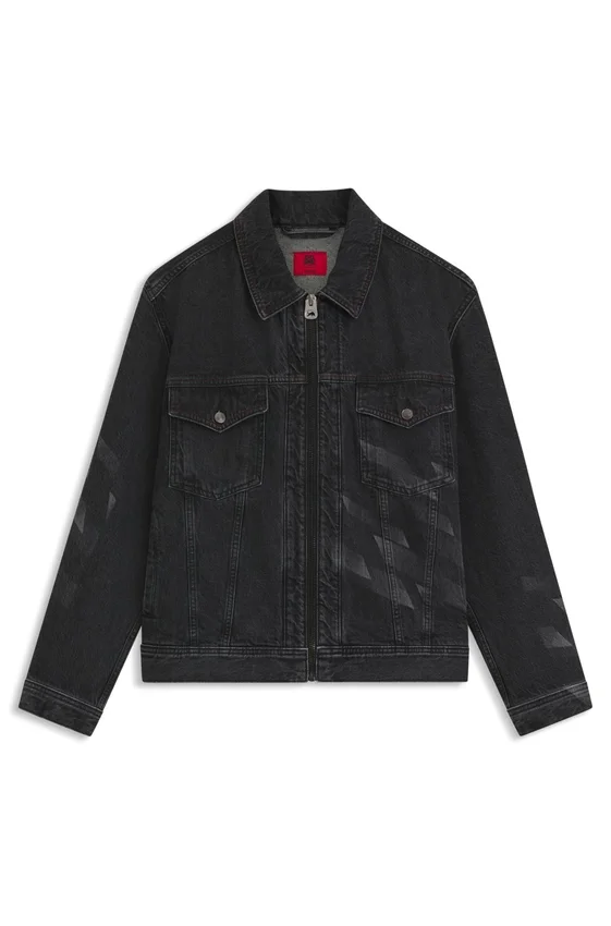HUGO x RB lasered-pattern jacket in black denim HUGO x RB lasered-pattern jacket in black denim