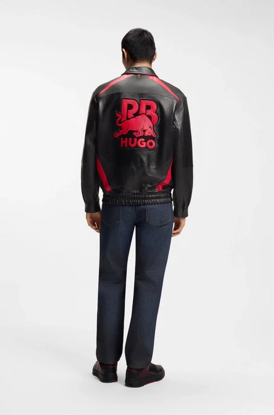 HUGO x RB leather jacket with bull motifs HUGO x RB leather jacket with bull motifs