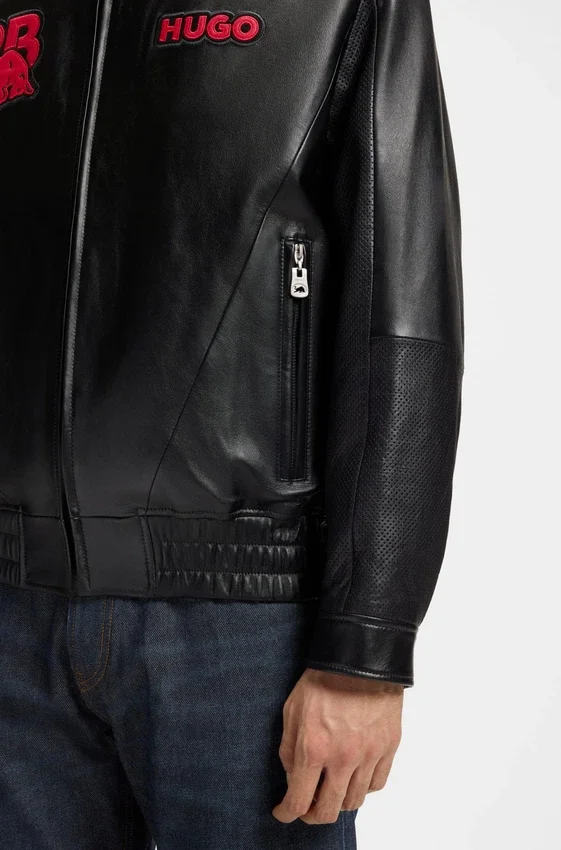 HUGO x RB leather jacket with bull motifs HUGO x RB leather jacket with bull motifs
