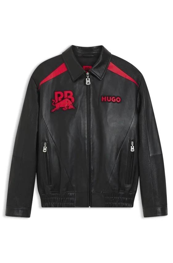 HUGO x RB leather jacket with bull motifs HUGO x RB leather jacket with bull motifs