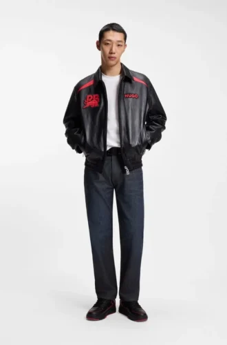HUGO x RB regular-fit jeans in blue denim