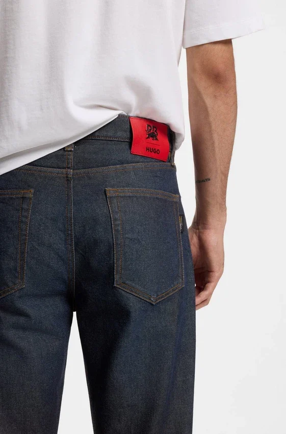 HUGO x RB regular-fit jeans in blue denim HUGO x RB regular-fit jeans in blue denim