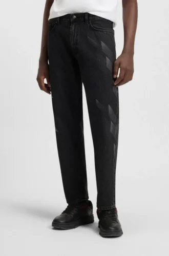 HUGO x RB relaxed-fit jeans with lasered pattern