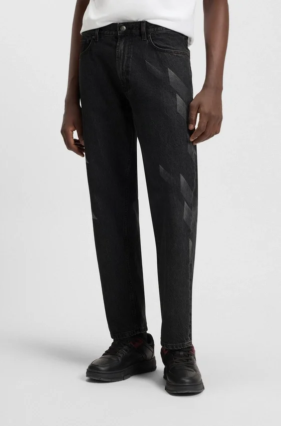 HUGO x RB relaxed-fit jeans with lasered pattern HUGO x RB relaxed-fit jeans with lasered pattern
