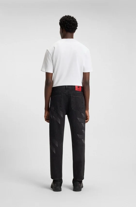 HUGO x RB relaxed-fit jeans with lasered pattern HUGO x RB relaxed-fit jeans with lasered pattern