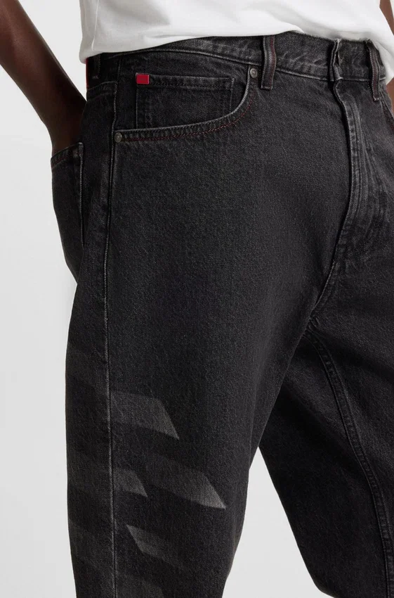 HUGO x RB relaxed-fit jeans with lasered pattern HUGO x RB relaxed-fit jeans with lasered pattern