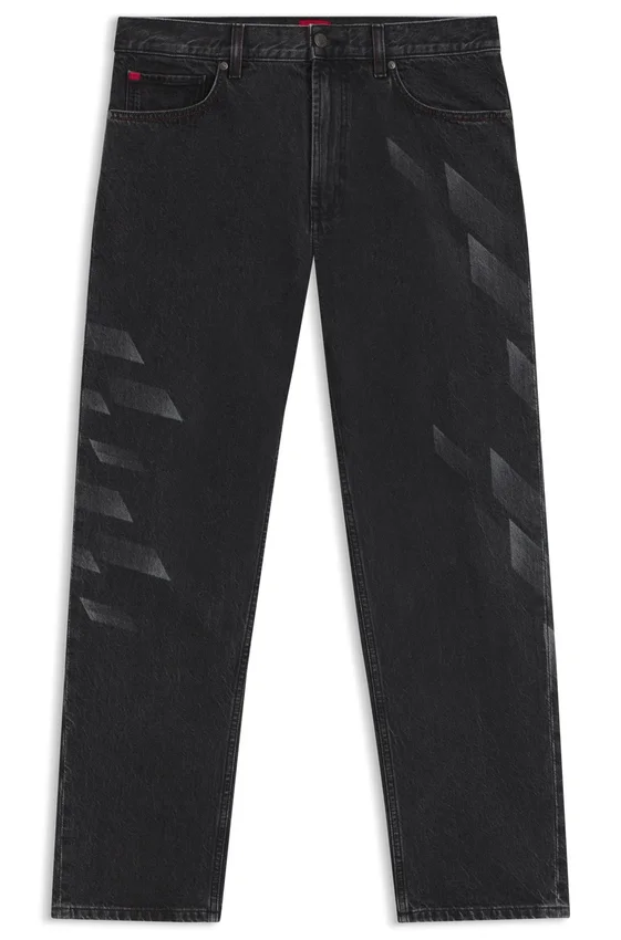 HUGO x RB relaxed-fit jeans with lasered pattern HUGO x RB relaxed-fit jeans with lasered pattern