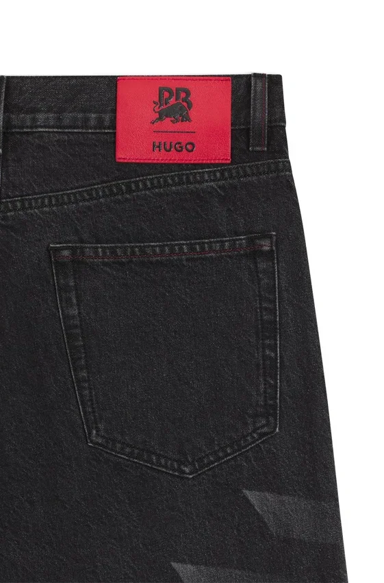 HUGO x RB relaxed-fit jeans with lasered pattern HUGO x RB relaxed-fit jeans with lasered pattern