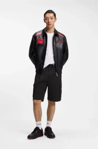 HUGO x RB stretch-cotton shorts with bull motif