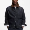 Indigo-denim jacket with contrast collar