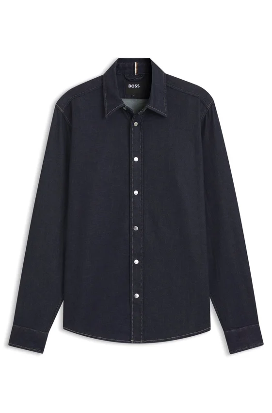 Indigo regular-fit shirt in stretch denim Indigo regular-fit shirt in stretch denim