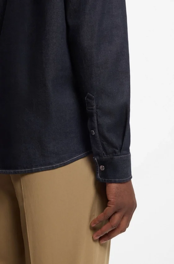 Indigo regular-fit shirt in stretch denim Indigo regular-fit shirt in stretch denim