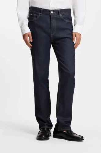 Indigo straight-fit jeans in stretch denim