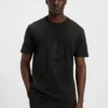 Interlock-cotton T-shirt with mesh-print artwork