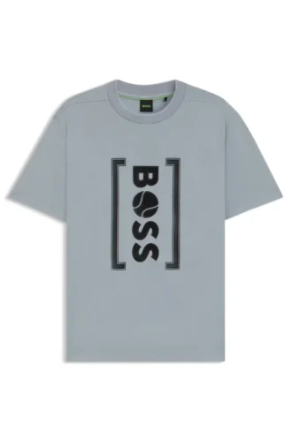 Interlock-cotton T-shirt with mesh-print artwork