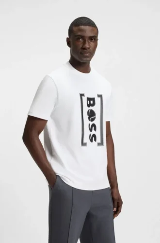 Interlock-cotton T-shirt with mesh-print artwork
