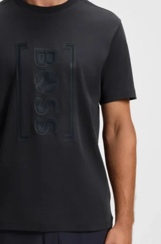 Interlock-cotton T-shirt with mesh-print artwork