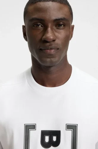 Interlock-cotton T-shirt with mesh-print artwork