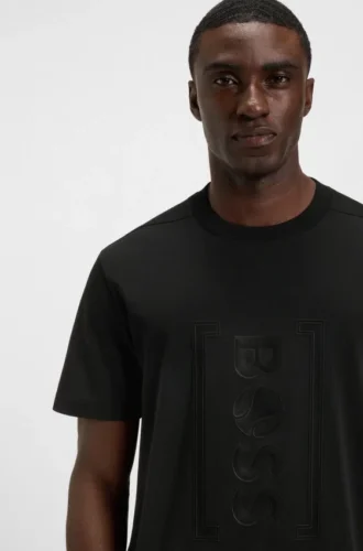 Interlock-cotton T-shirt with mesh-print artwork