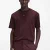 Interlock-cotton T-shirt with metallic stacked-logo badge