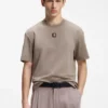 Interlock-cotton T-shirt with metallic stacked-logo badge