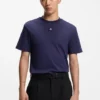 Interlock-cotton T-shirt with metallic stacked-logo badge