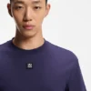 Interlock-cotton T-shirt with metallic stacked-logo badge