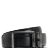 Italian leather automatic belt with logo-engraved keeper Italian leather automatic belt with logo-engraved keeper