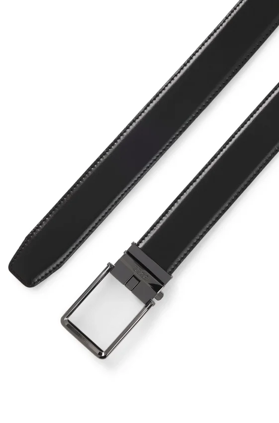 Italian leather automatic belt with logo-engraved keeper Italian leather automatic belt with logo-engraved keeper