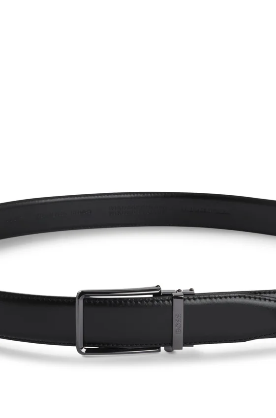 Italian leather automatic belt with logo-engraved keeper Italian leather automatic belt with logo-engraved keeper