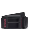 Italian-leather belt with angular logo buckle Italian-leather belt with angular logo buckle
