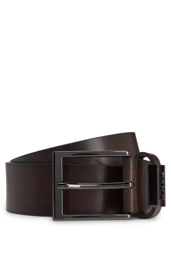 Italian leather belt with brushed gunmetal hardware Italian leather belt with brushed gunmetal hardware