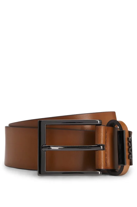 Italian leather belt with brushed gunmetal hardware Italian leather belt with brushed gunmetal hardware