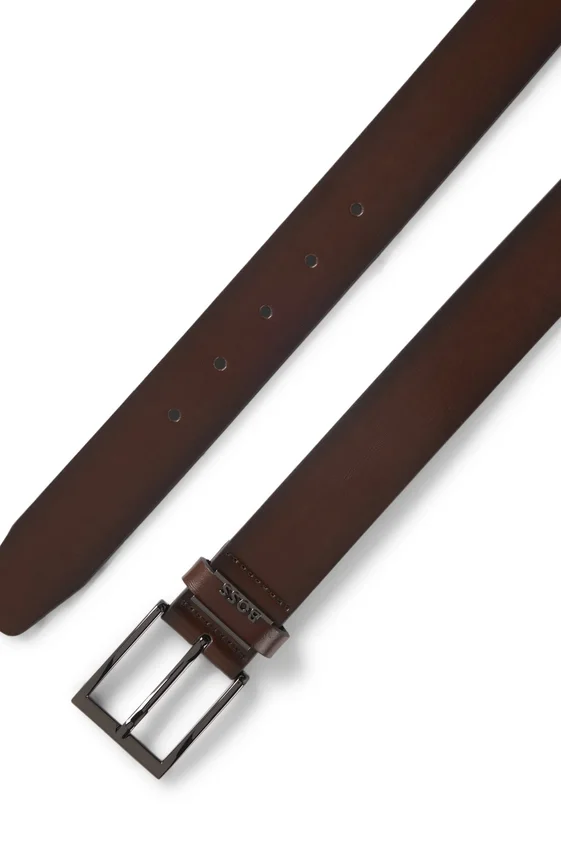 Italian leather belt with brushed gunmetal hardware Italian leather belt with brushed gunmetal hardware