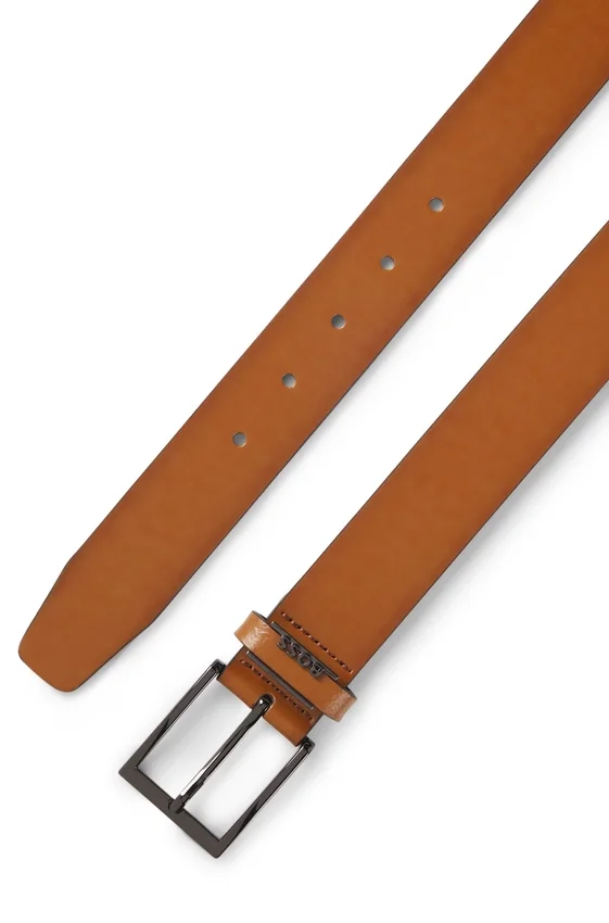 Italian leather belt with brushed gunmetal hardware Italian leather belt with brushed gunmetal hardware