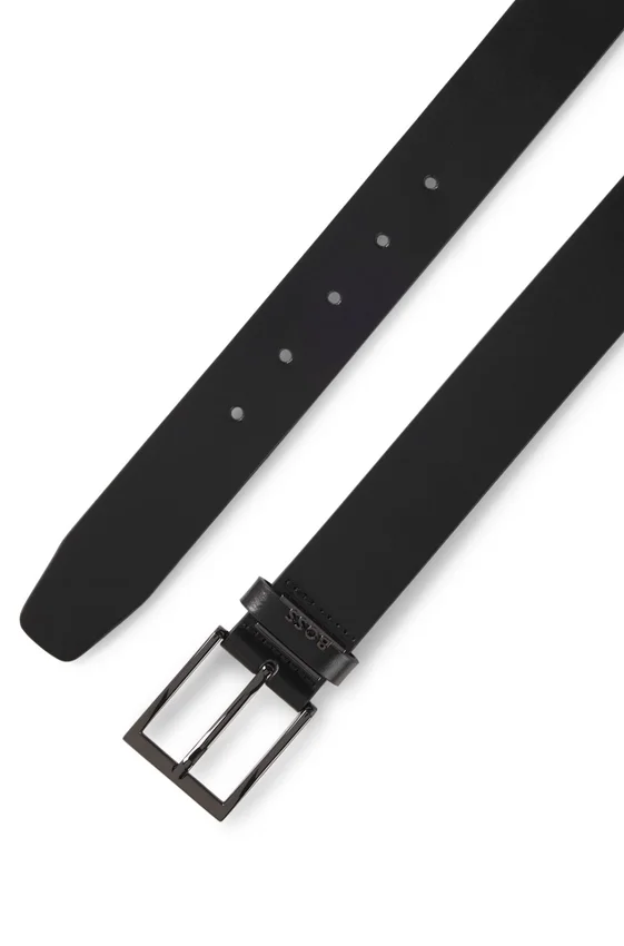 Italian leather belt with brushed gunmetal hardware Italian leather belt with brushed gunmetal hardware