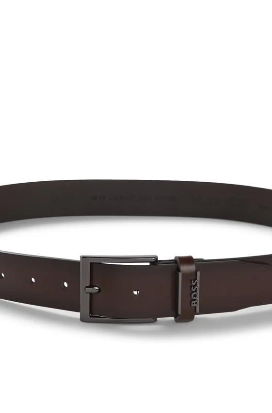 Italian leather belt with brushed gunmetal hardware Italian leather belt with brushed gunmetal hardware