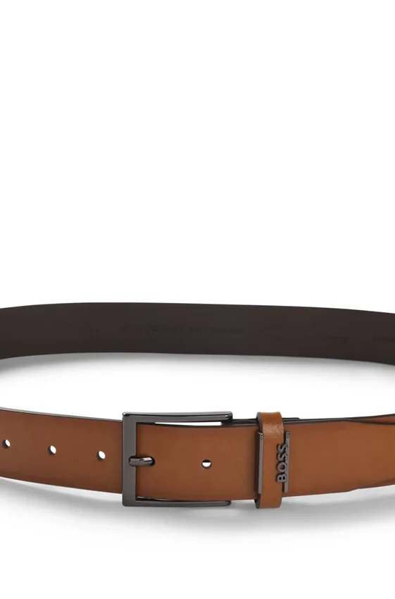 Italian leather belt with brushed gunmetal hardware Italian leather belt with brushed gunmetal hardware