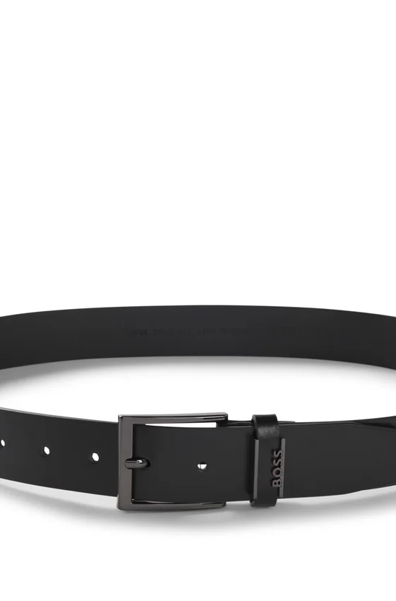 Italian leather belt with brushed gunmetal hardware Italian leather belt with brushed gunmetal hardware