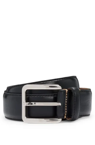 Italian-leather belt with contrast stitching