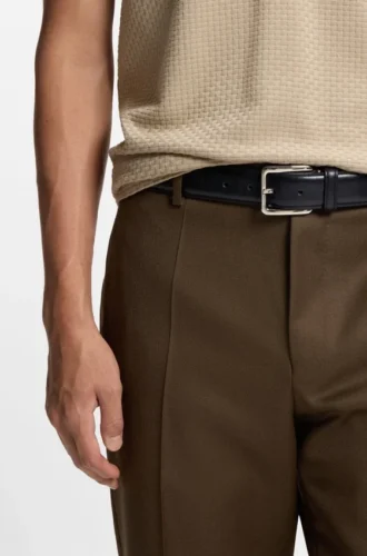 Italian-leather belt with contrast stitching
