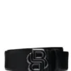 Italian-leather belt with Double B monogram buckle