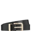 Italian-leather belt with gold-tone buckle