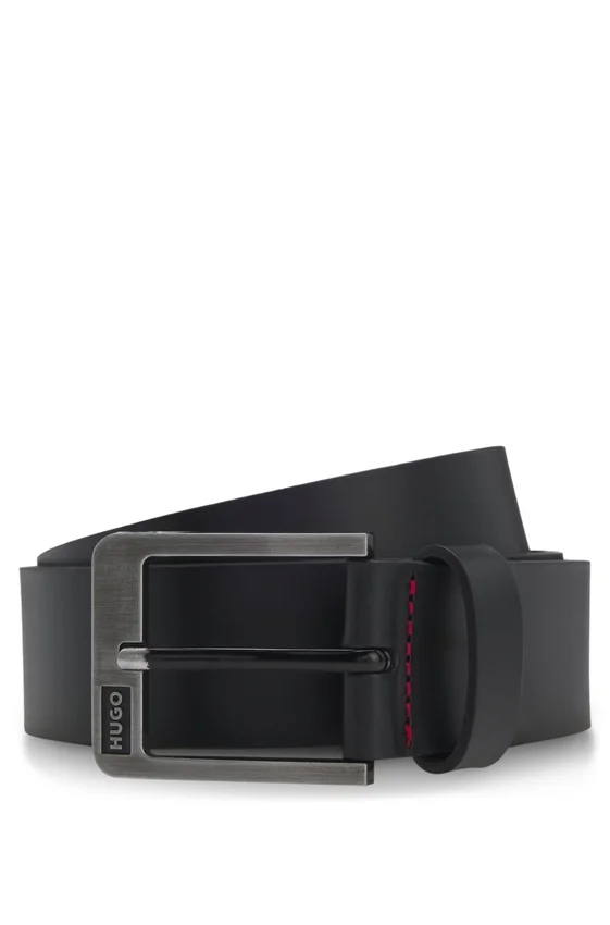 Italian leather belt with logo buckle Italian leather belt with logo buckle