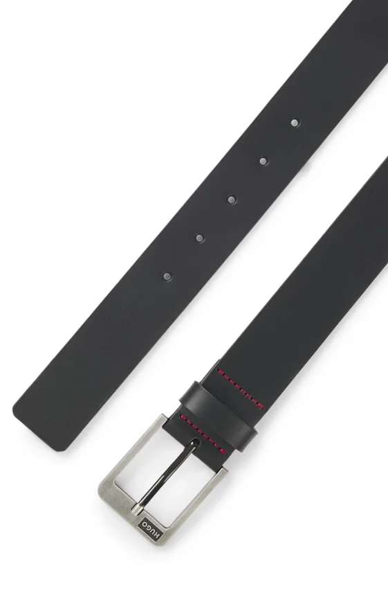 Italian leather belt with logo buckle Italian leather belt with logo buckle