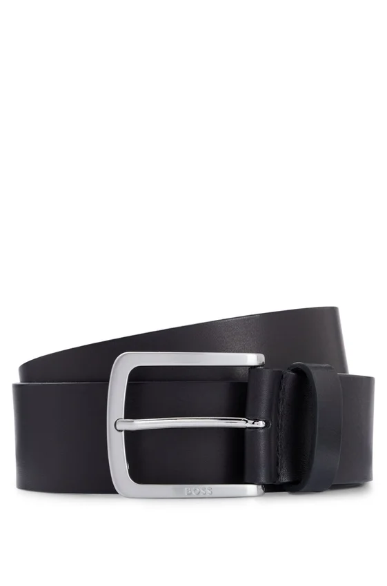 Italian-leather belt with logo-engraved buckle Italian-leather belt with logo-engraved buckle