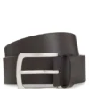 Italian-leather belt with logo-engraved buckle Italian-leather belt with logo-engraved buckle
