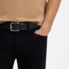 Italian-leather belt with logo-engraved buckle Italian-leather belt with logo-engraved buckle
