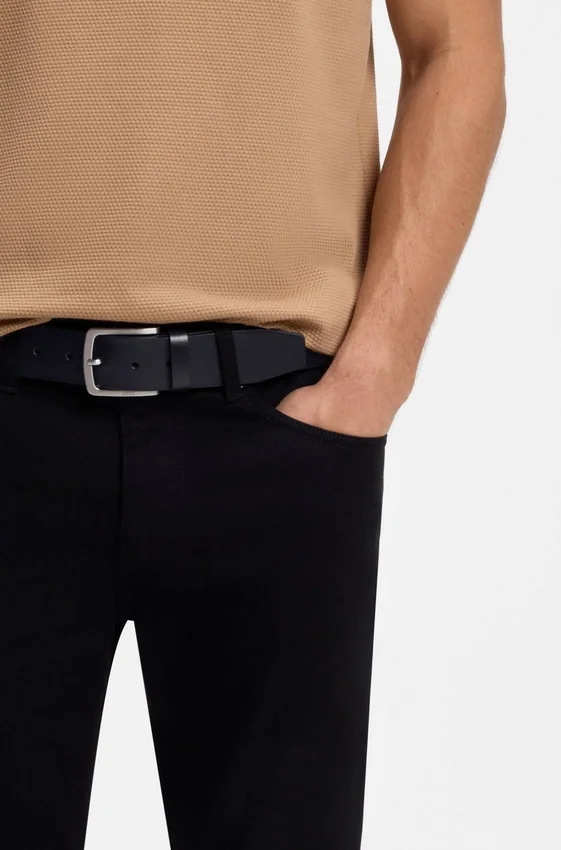 Italian-leather belt with logo-engraved buckle Italian-leather belt with logo-engraved buckle